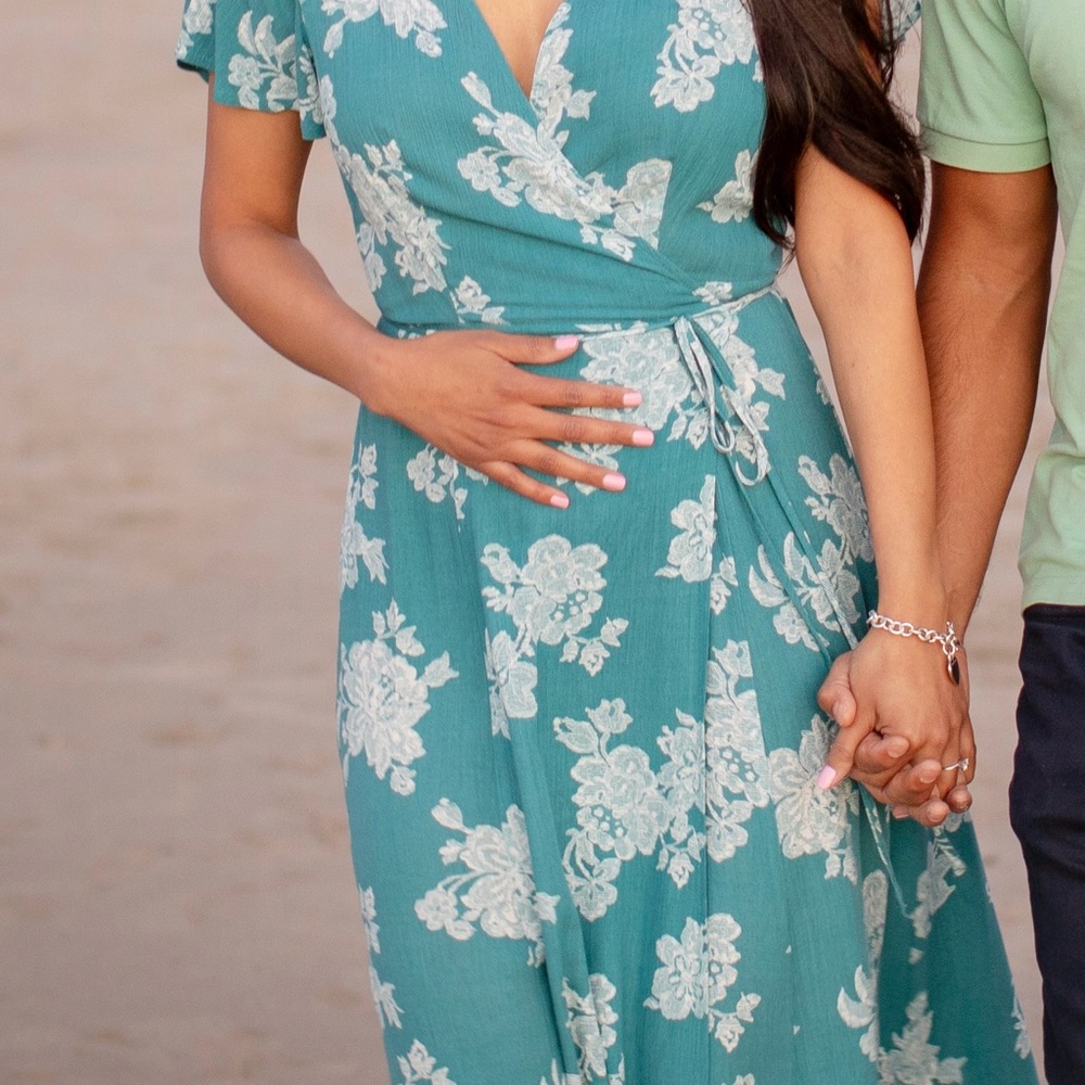 Lulus Teal Floral Maxi Dress